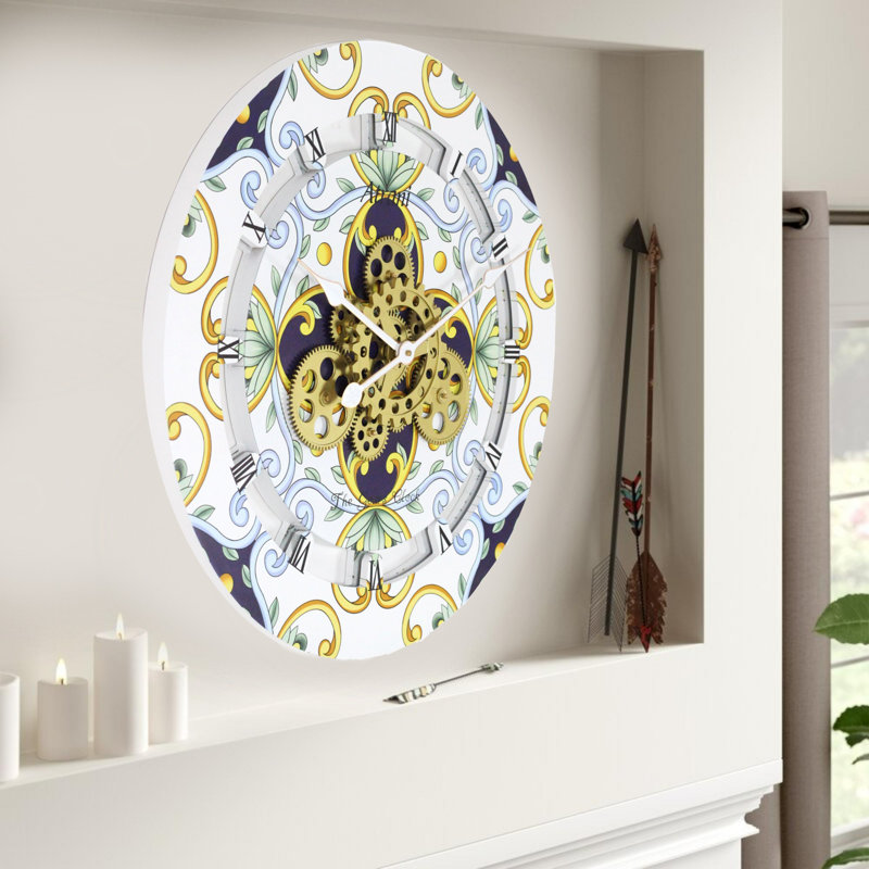 Atrani 24-Inch Round Wall Clock with Moving Gears