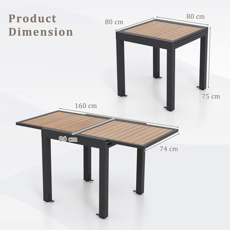 Bellda Rectangular Extendable Outdoor Dining Table , 160cm cm W 31.49cm cm D