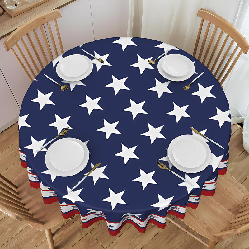 Nappe Polyester, Bleu / étoile blanche