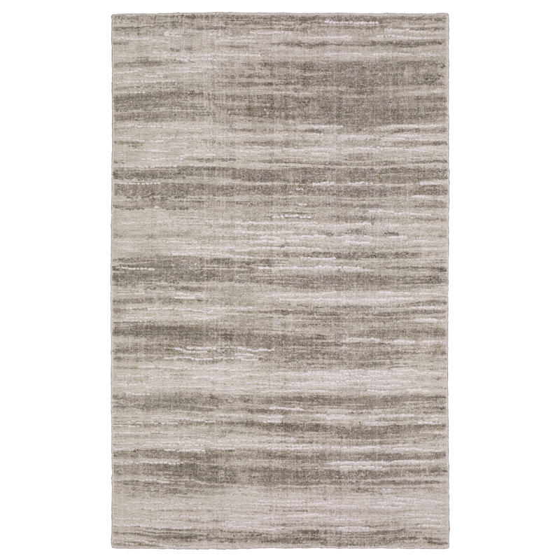 Michalski Textural Distressed Stripe Beige/ Brown Hand-made Area Rug, Rectangle 8' x 10'