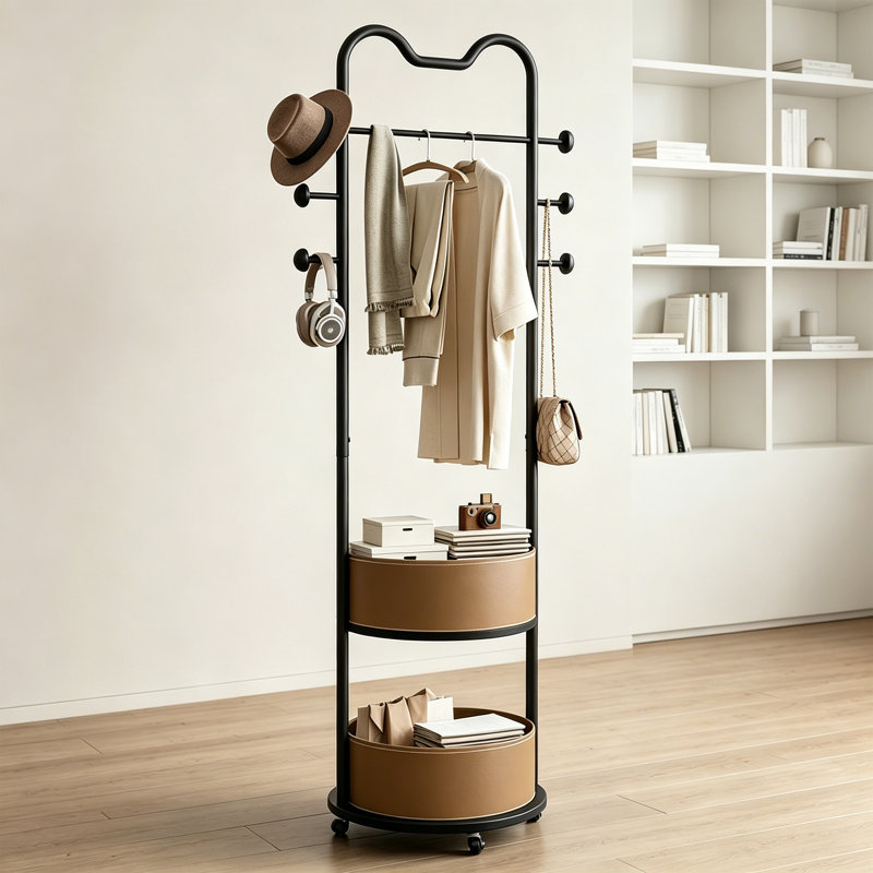 Organisateur de portemanteaux Rolling Hall, Black/Brown