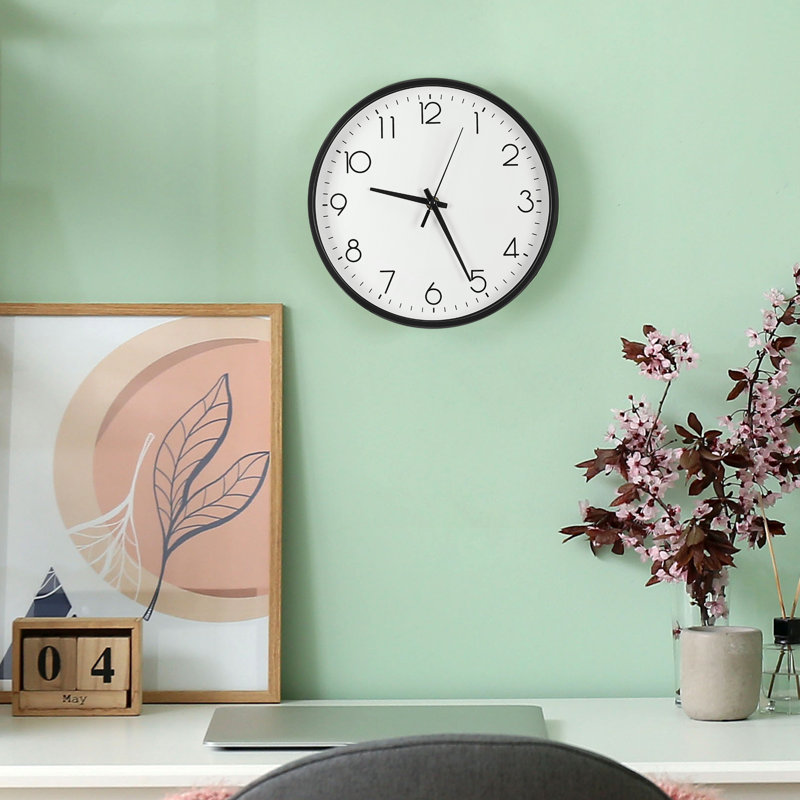 Wall clock Plastic Silent Suitable for decoration 10in White, Black