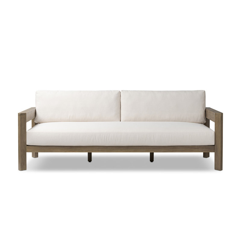 MILFORD 86 " W Straight Eucalyptus Solid Wood Patio Sofa with Cushions