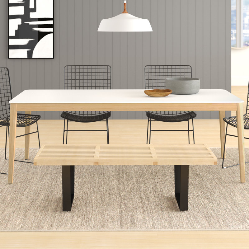 Alvine Solid Wood Base Dining Table, White, 30" H x 67" L x 40" W