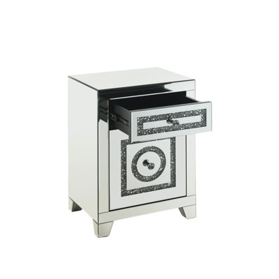 Table miroitante ornée de faux diamants avec rangement Sparkling