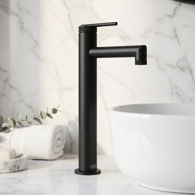 Robinet de lavabo vasque à poignée simple 11 "Sterling H, Noir mat