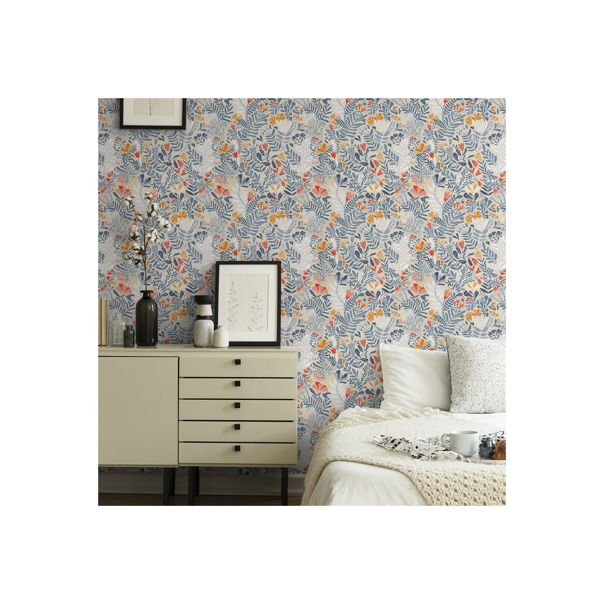 Ackworth Floral Roll, Light Blue