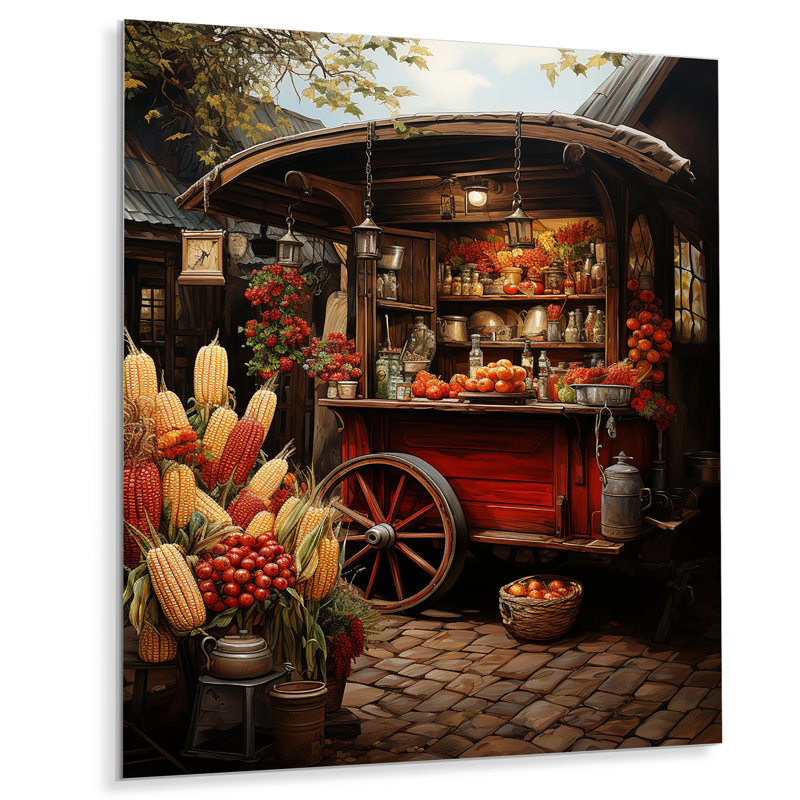 «Brown and Yellow Carnival Popcorn I» - Art mural en métal Popcorn, H 20 po x l 12 po x P 1 po