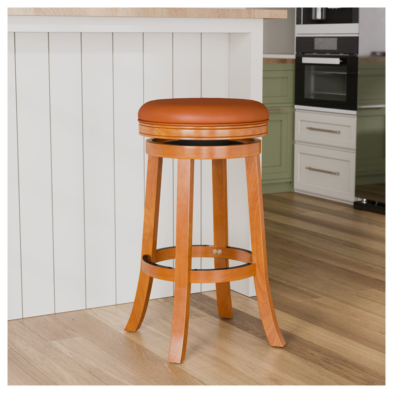 Tabouret de bar pivotant de 30 pouces avec siège en cuir reconstitué naturel - Tabouret de cuisine à hauteur de comptoir robuste pour le bar et la salle à manger