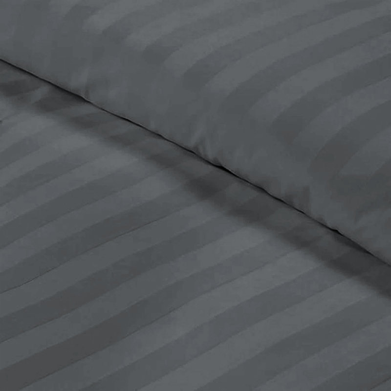 Striped Microfiber Duvet Cover Set, 4-Piece With Fitted Sheet & Pillowcases , King Duvet Cover + 3 Additional Pieces