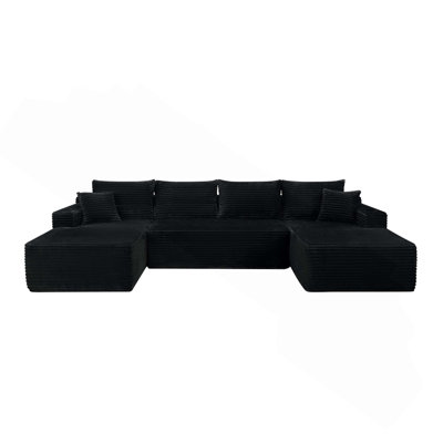Modern Modular Sectional Sofa with Chaise, Cup Holders and Side Pockets, No Assembly Required for Living Room Comfort