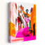 Vibrant Pink City Steps Colorful Vibrant Abstract Architecture City Wall Art Print 1 Piece Wrapped Canvas Wall Art-235896317