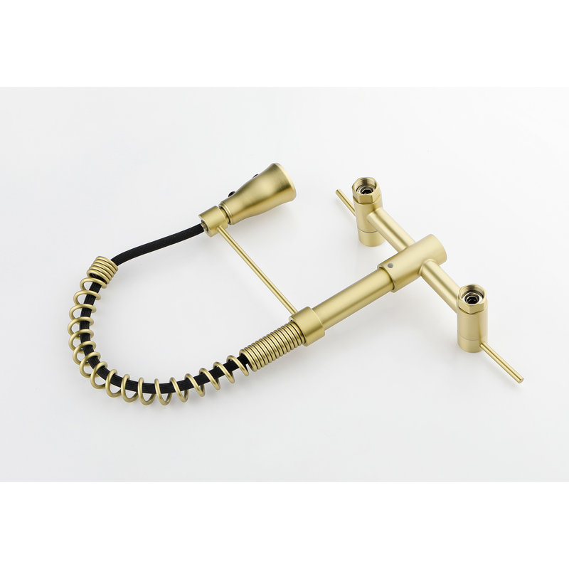 Brushed Gold 3 Kitchen Faucet - Pull-Out Spray Head, Stream Settings, 360 Rotating Nozzle, Convenient Water Control System 3 Functions In Spray, Options, Corrosion And Rust Treatment