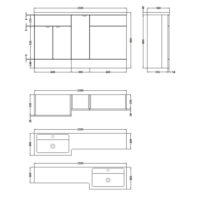 Fusion Single Bathroom Vanity with Integrated Polymarble Basin, Gloss White