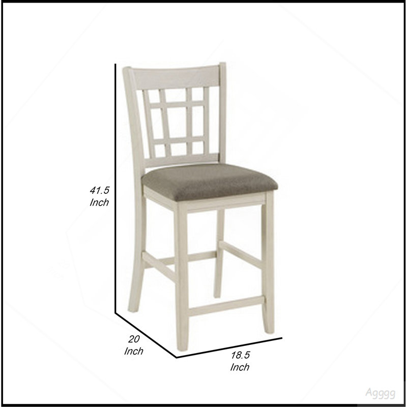 Chaise de comptoir Glee de 66 cm (26 pouces), ensemble de 2, fini blanc antique et marron