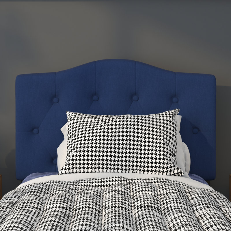 Ciriaca Arched Button Tufted Upholstered Headboard, Navy, Twin