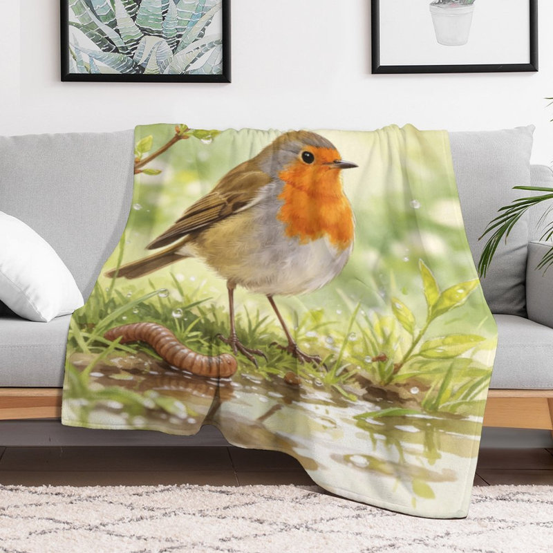 Jeté de luxe en flanelle Robin Bird, 40 po x 50 po