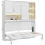 Lit simple simple avec et, armoire murale à conception compacte et tablettes de rangement, tablettes, lattes flexibles pliables pour le soutien du matelas, petits appartements idéaux