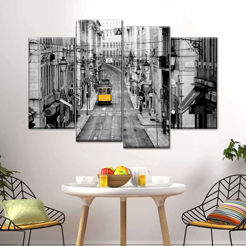 Reproduction d'art sur toile jaune, H 36 po x l 22 po x P 1 po