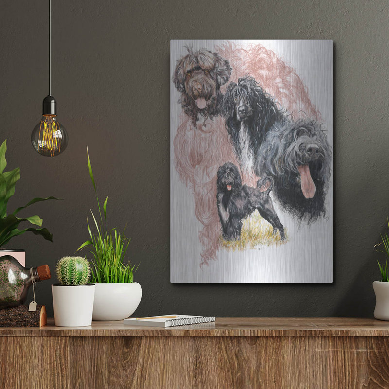«Chien d'eau portugais» par Barbara Keith, H 16 po x l 12 po
