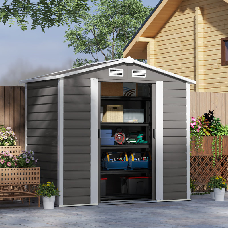 Garden Storage Shed, Light Grey
