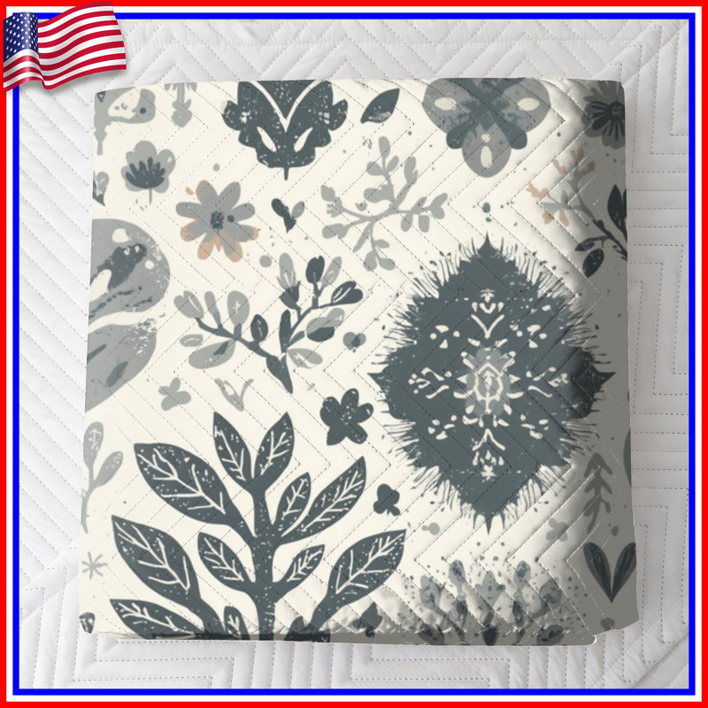 Couvre-lit matelassé à motif floral, Queen