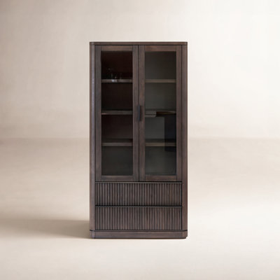 Whimbrel Contemporary Style, Wood Dining Display Cabinet, Dining Storage Cabinet, Fully Assembled, Dark Chocolate