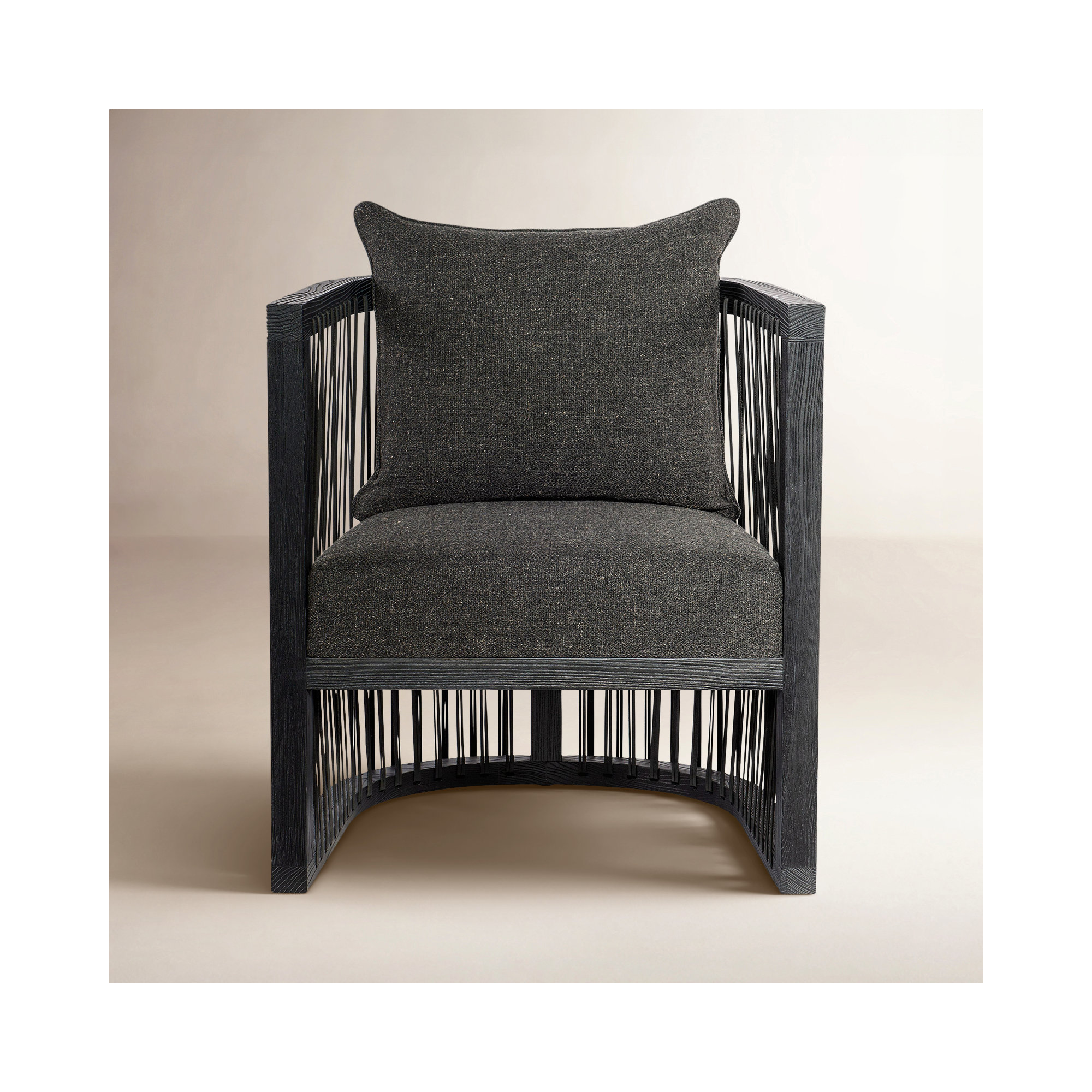 Sinbad Upholstered Accent Chair, Black Linen Blend