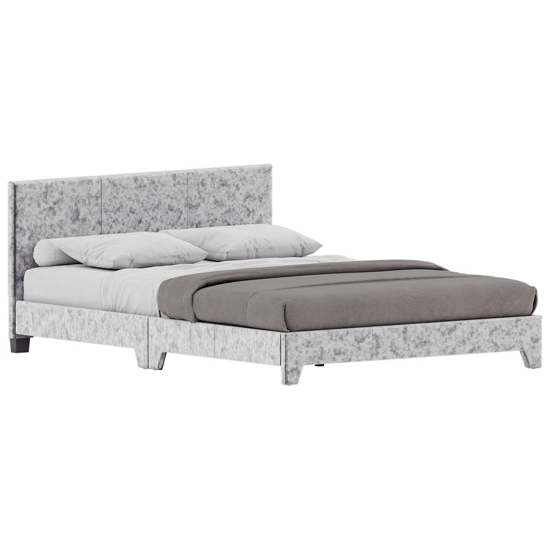 Scipio Upholstered Platform Bed, Silver, Kingsize (5')