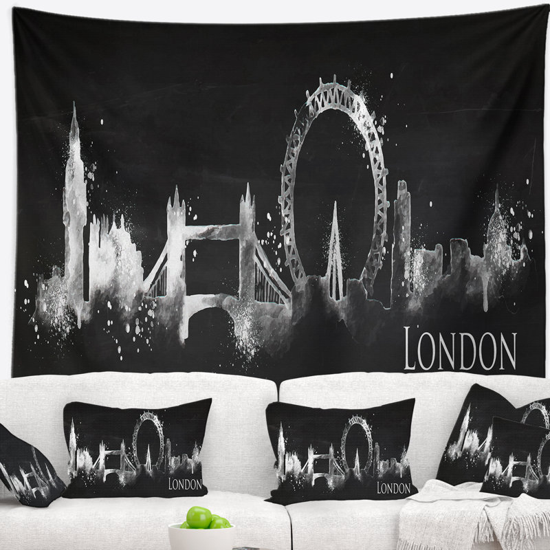 Paysage urbain de londres, silhouette sombre, H 32 po x l 39 po