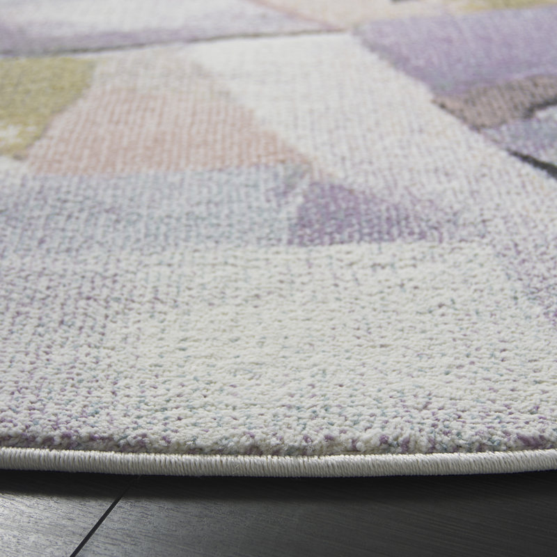 Tapis bleu / rose Germari 6937, Rond 6 pi 7 po