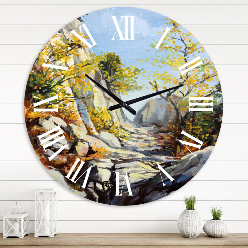 Marble Path In Autumn - Traditional Wall Clock, 29" H x 29" W x 1" D