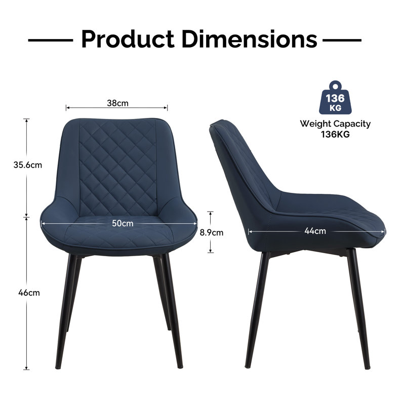46cm H Upholstered Metal Parsons Chair, Blue, 6