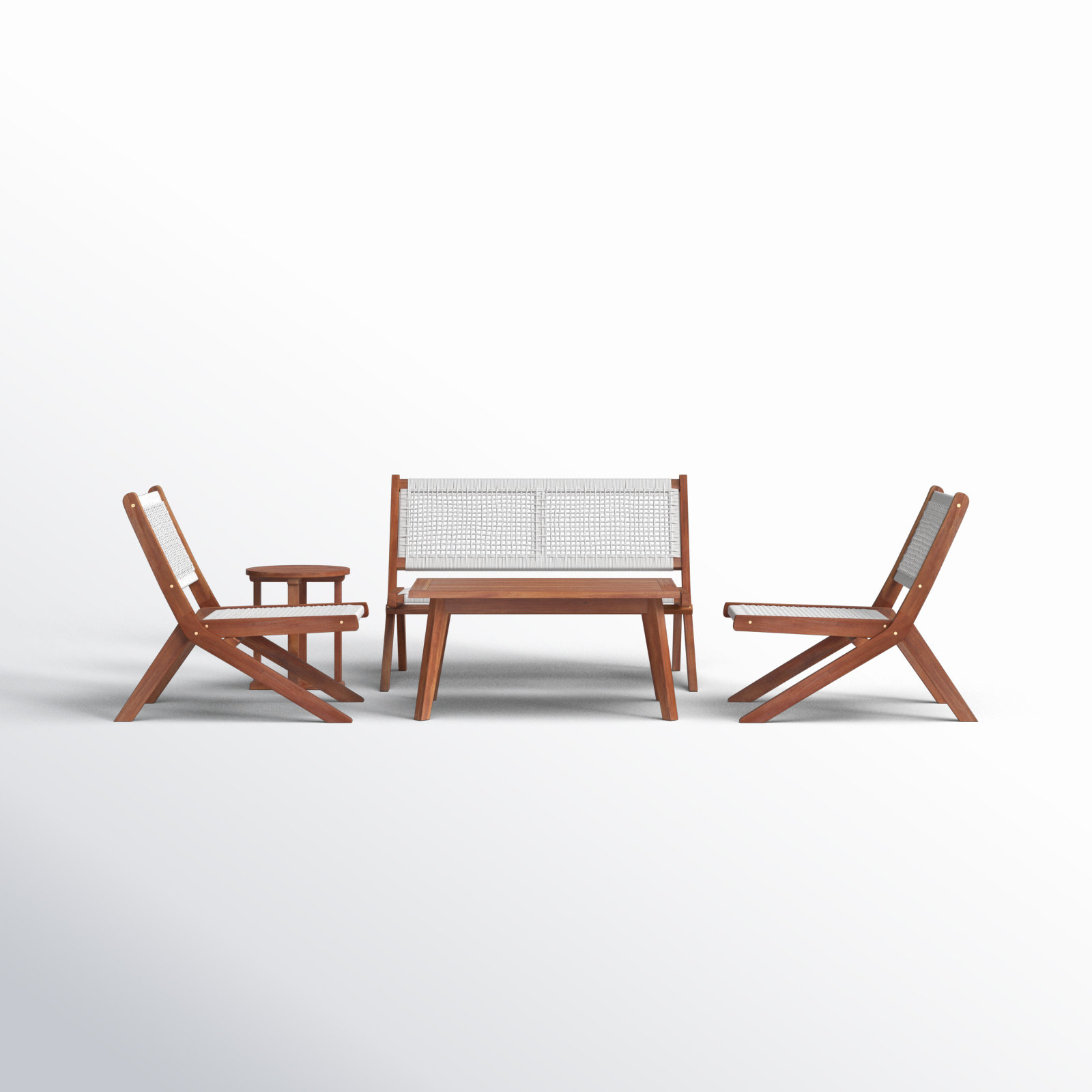 Kismet 4-Person Acacia Patio Seating Group, Natural/White