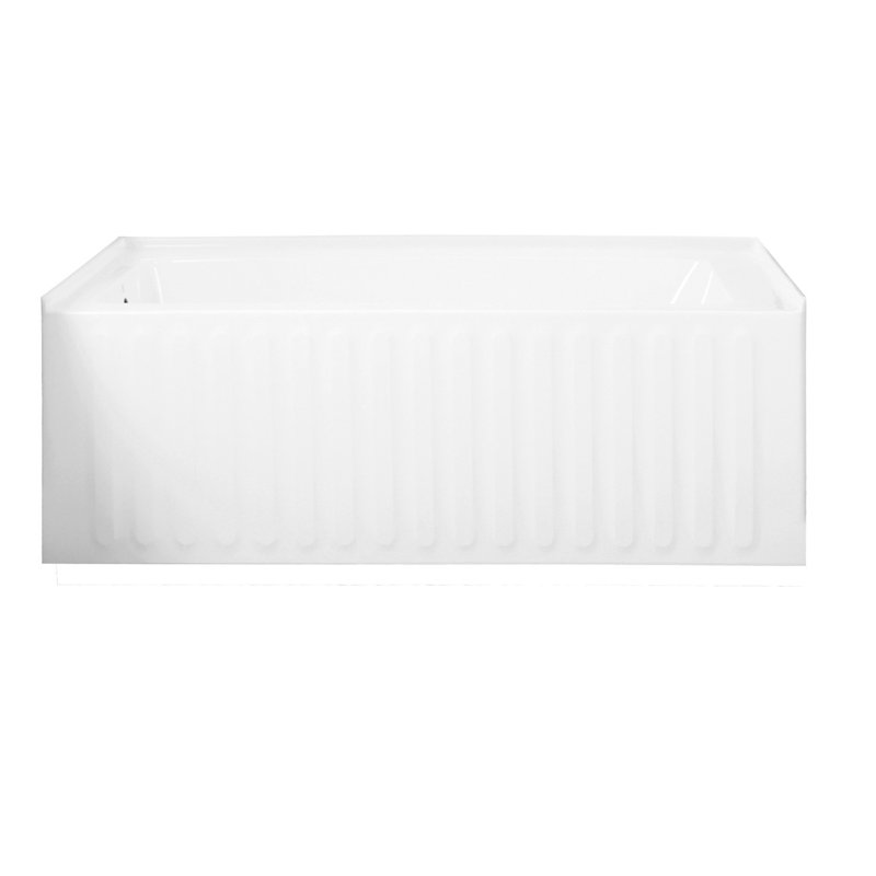 Kingston Brass Aqua Eden 60-Inch Acrylic Rectangular 3-Wall Alcove Tub, Drain Hole, Left