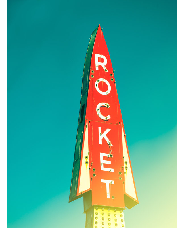 «Retro Rocket Sign», reproduction d'impression sur toile tendue, H 16 po x l 12 po x P 1,5 po