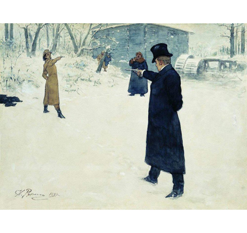 Duel entre Onéguine et Lentille, H 28 po x l 37 po