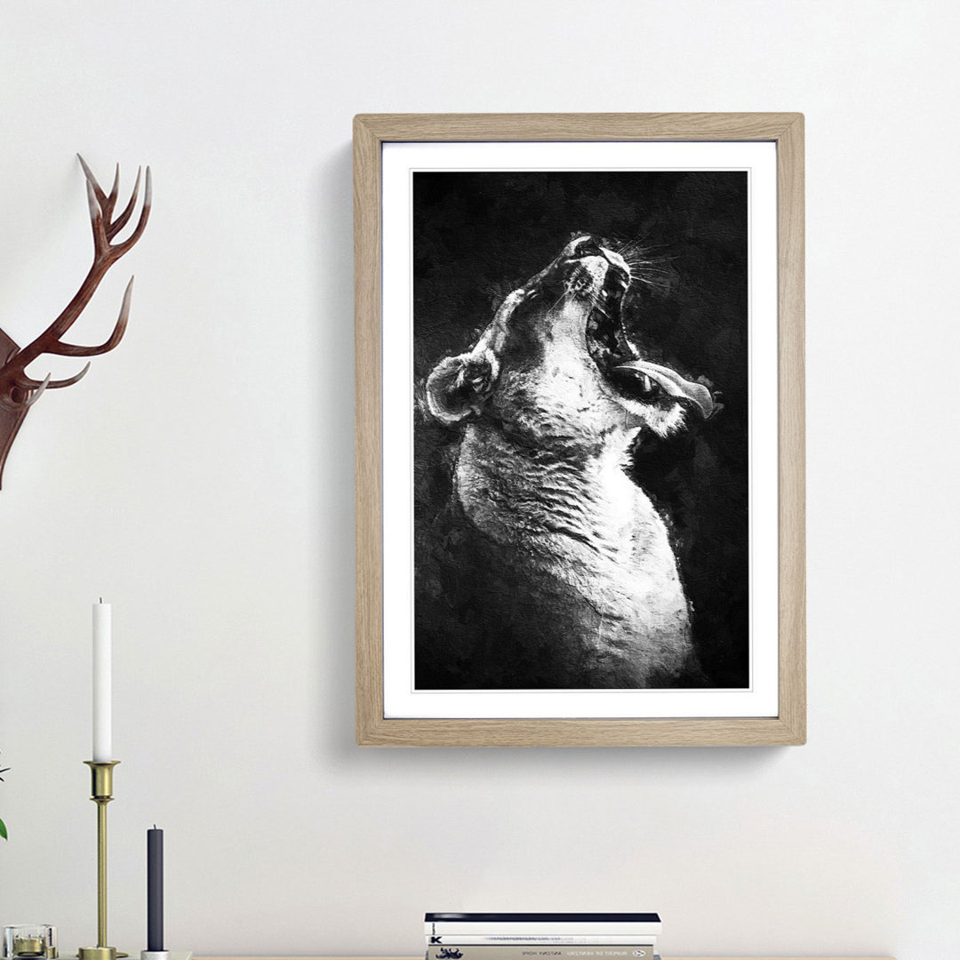Yawning Lioness - Framed Print