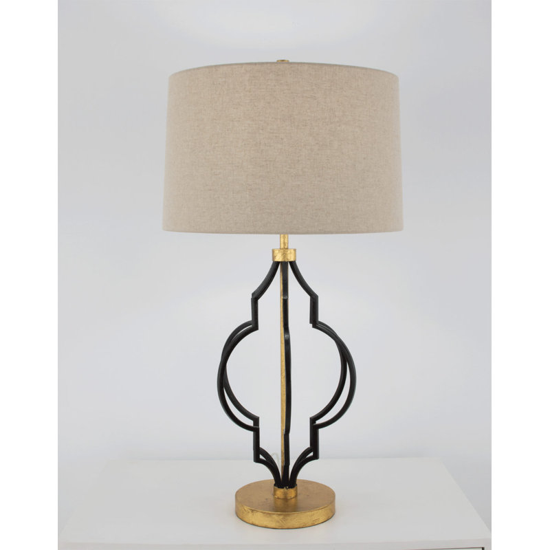 Luna Table Lamp, Off White, Black/Gold Leaf