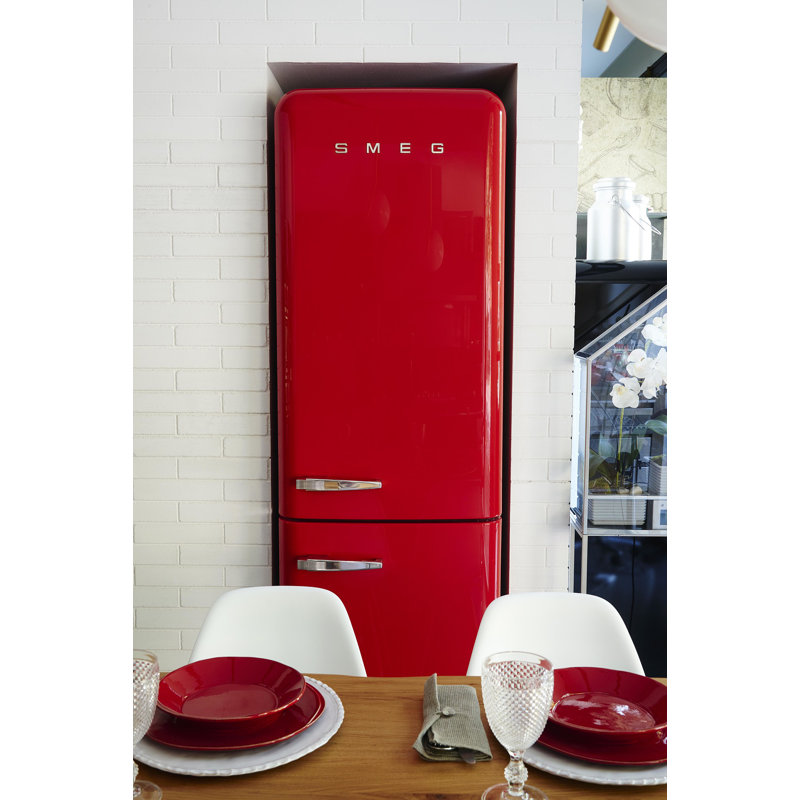SMEG 50s Style 24" Bottom Freezer 12.8 cu. ft. Energy Star Refrigerator, Left, Pastel Green