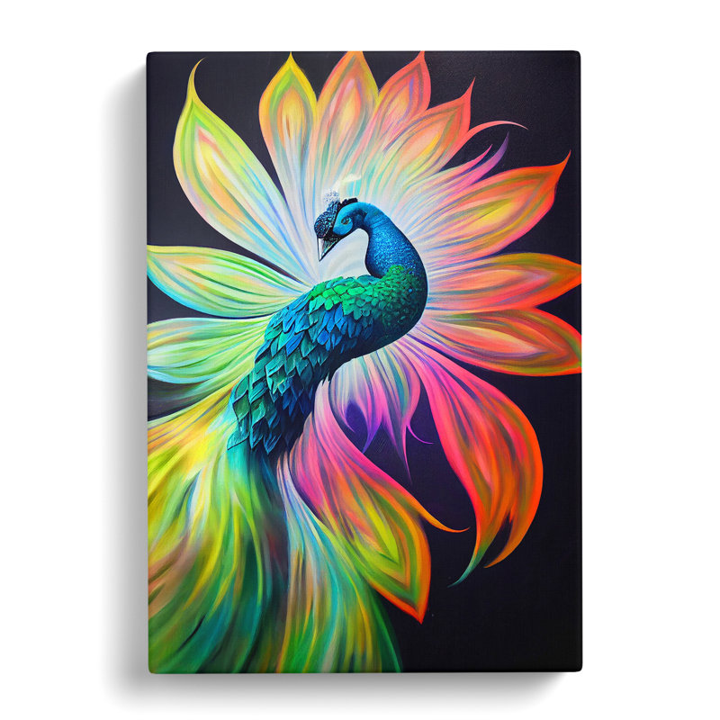 Bold Peacock Art No.1 - Wrapped Canvas, 60cm H x 40cm W x 3cm D