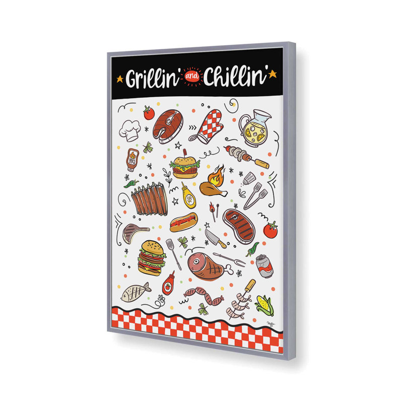 «Grillin 'and Chillin'» par Mollie B., reproduction d'art, Silver, 20 W x 30 H, Framed Print