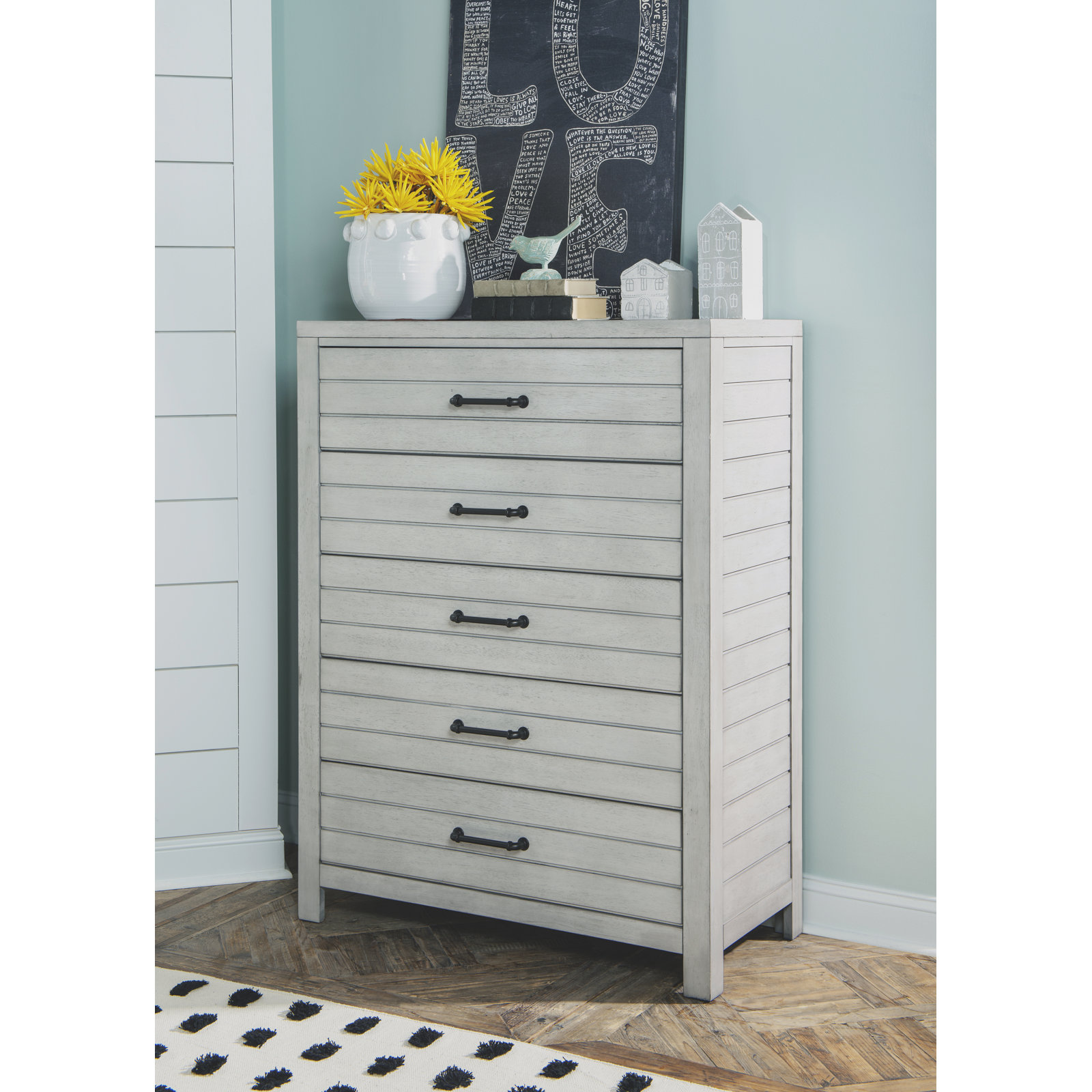 Tyson 5-Drawer Chest, Stone Path White