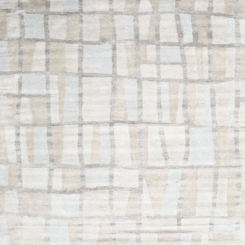 Tapis contemporain gris, Carré 8 pi