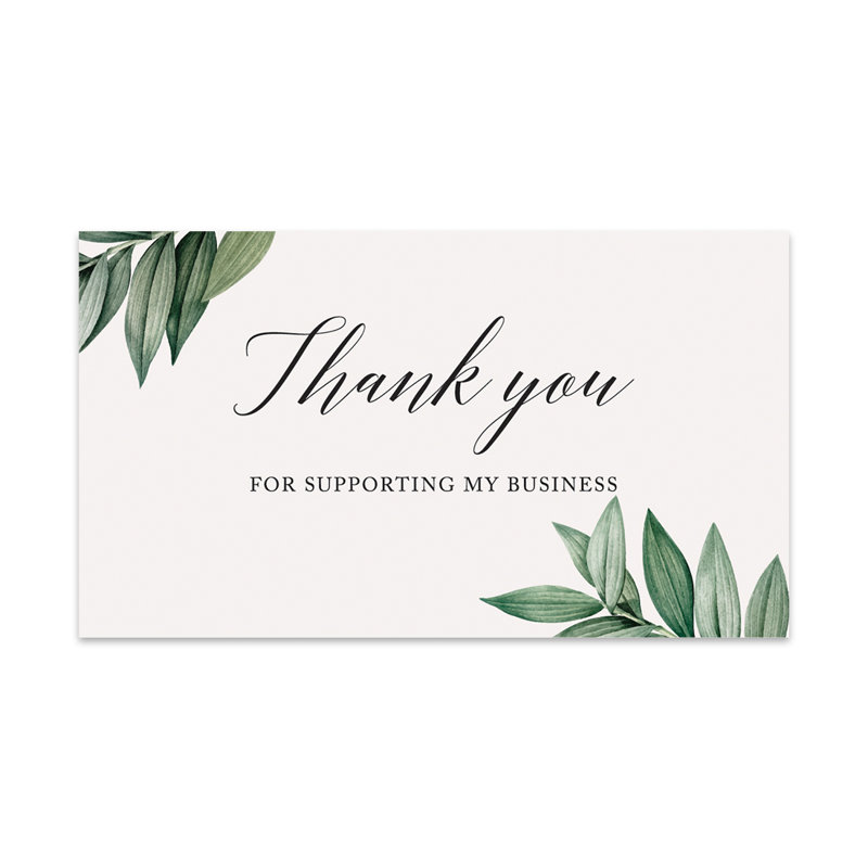 «Thank You For Supporting My Small Business», feuilles de verdure, paquet de 100, 2 x 3,5 po
