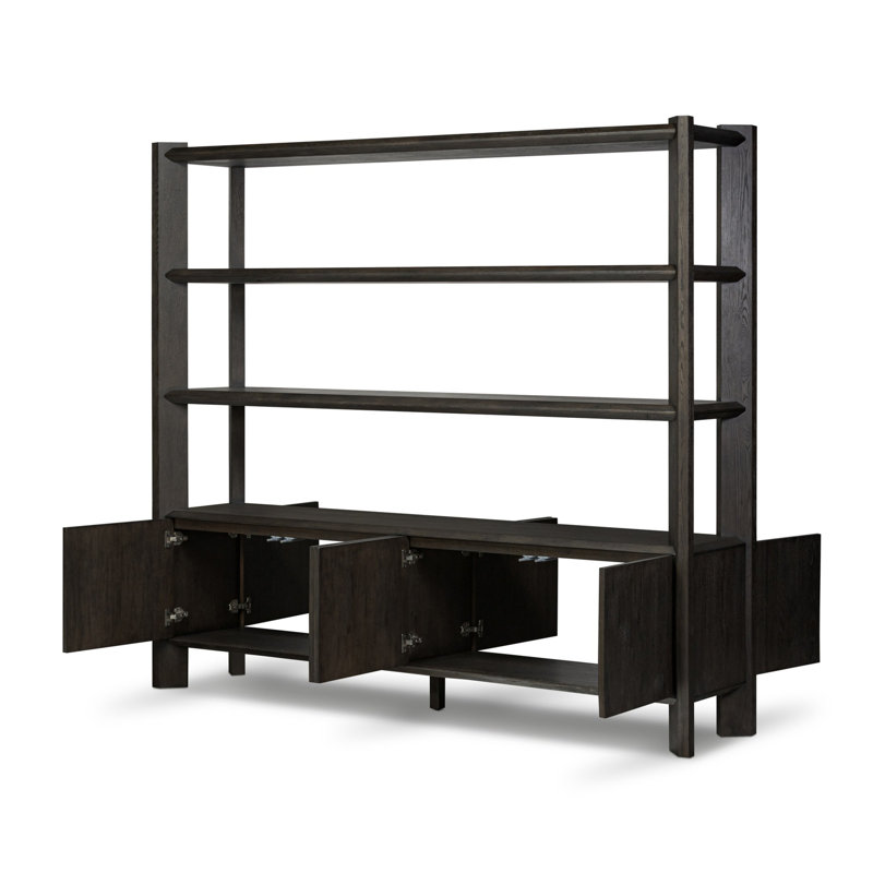 Orwin Wide Bookshelf-Smoked Black Oak, Black