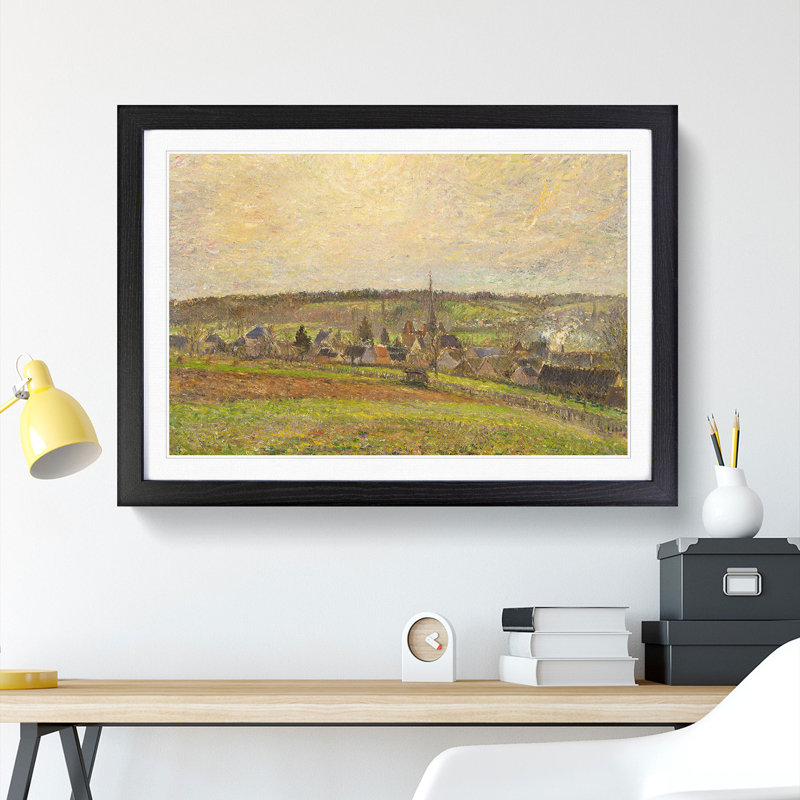 French Countryside by Camille Pissarro - Picture Frame Painting, 48cm H x 65cm W x 2cm D, Black Framed