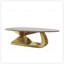 Table basse moderne en pierre frittée avec base en acier inoxydable - Centre de table de salon élégant-906745124