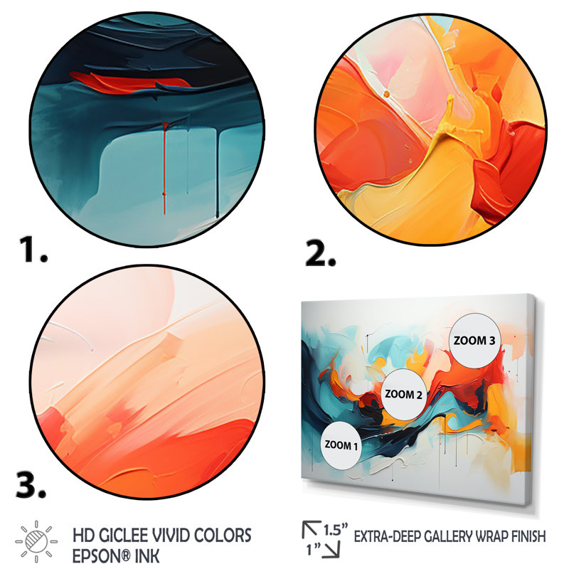 Colorful Abstract Expression II - Peinture abstraite, art mural, H 24 po x l 32 po x P 1 po, Cadre flottant noir