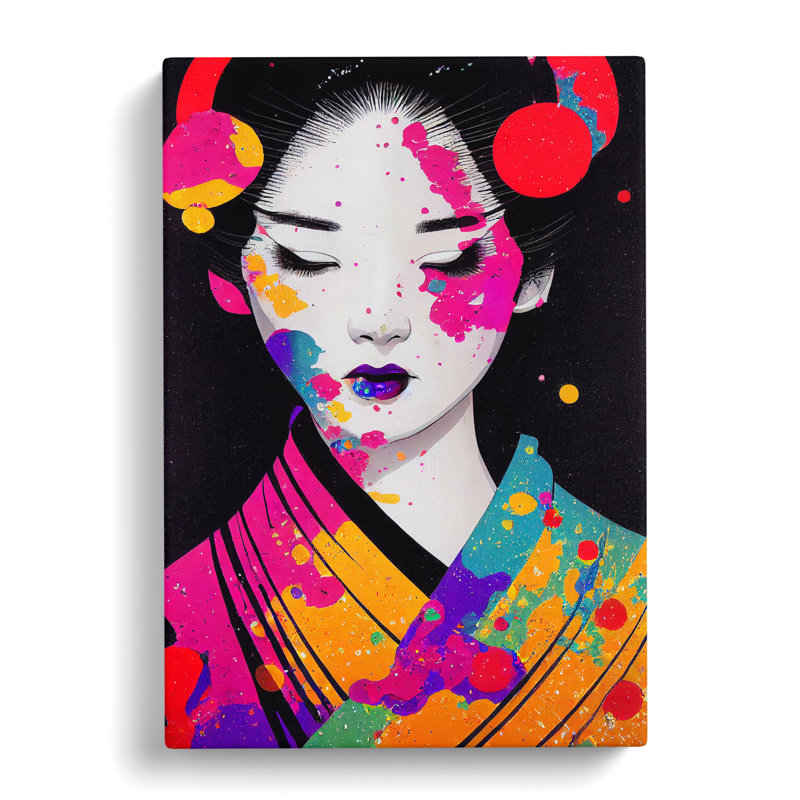 Painted Geisha No.5 - Wrapped Canvas, 50cm H x 35cm W x 3cm D